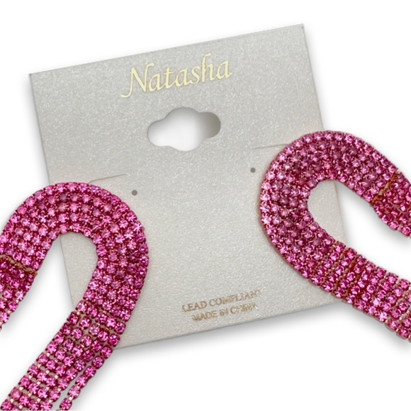 Natasha Pierced pink mesh earrings - Picture 2 of 4